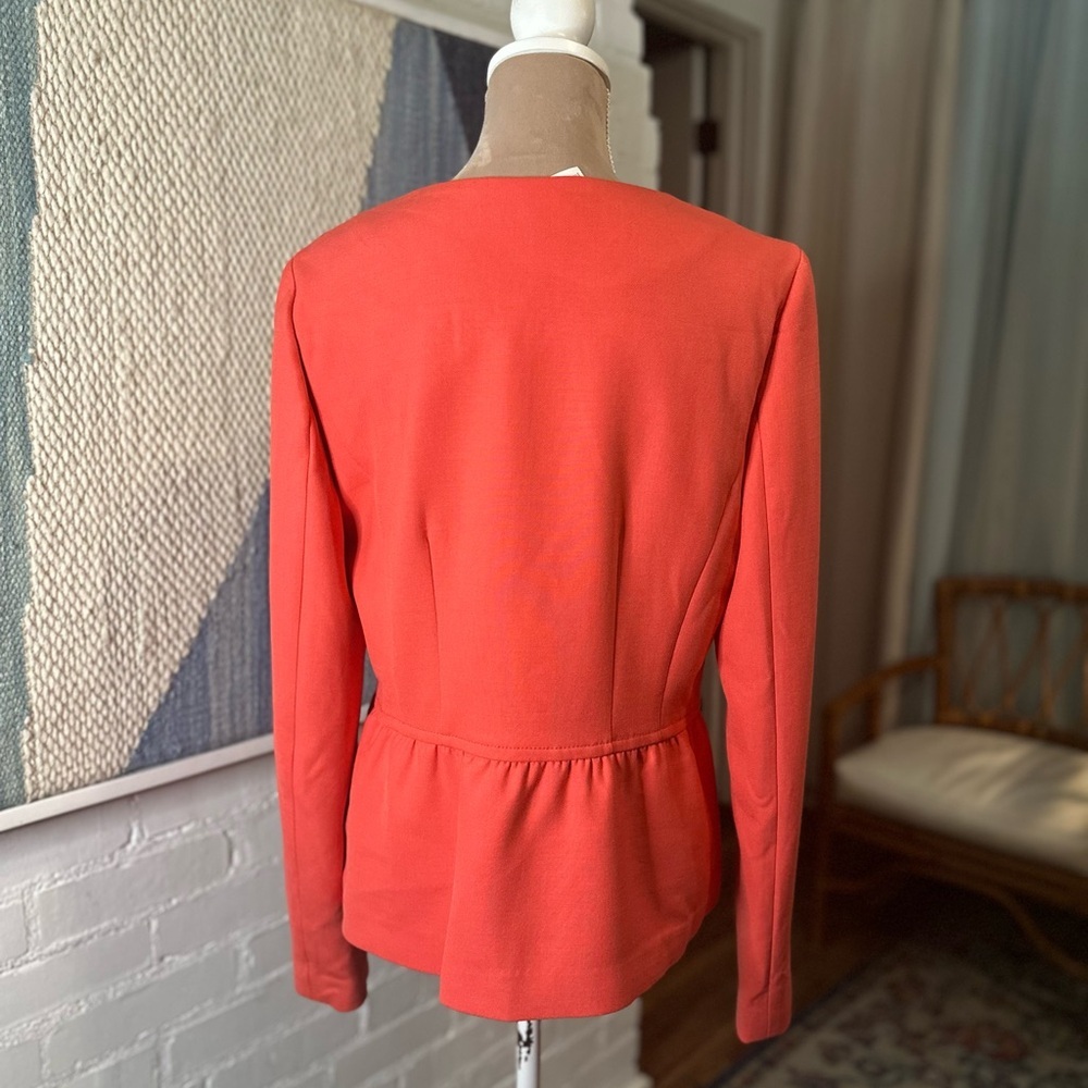 NWT Loft Coral Zip Up Heavy Knit Blazer with Peplum Detail - Picture 10 of 11